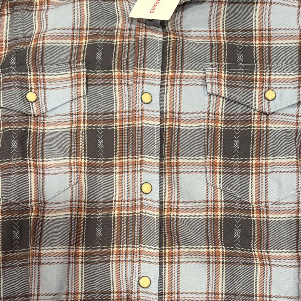Lucky Brand Men's Plaid Button-Down Shirt in Blue and Brown - Picture 3 of 8